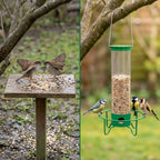Futtersäule für Wildvögel mit Sitzring und transparenter Röhre