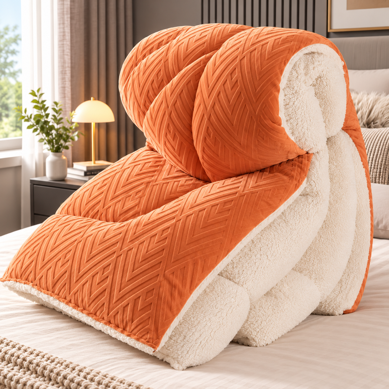 Sherpa Fleece Bettdecke mit gestepptem Innenfutter