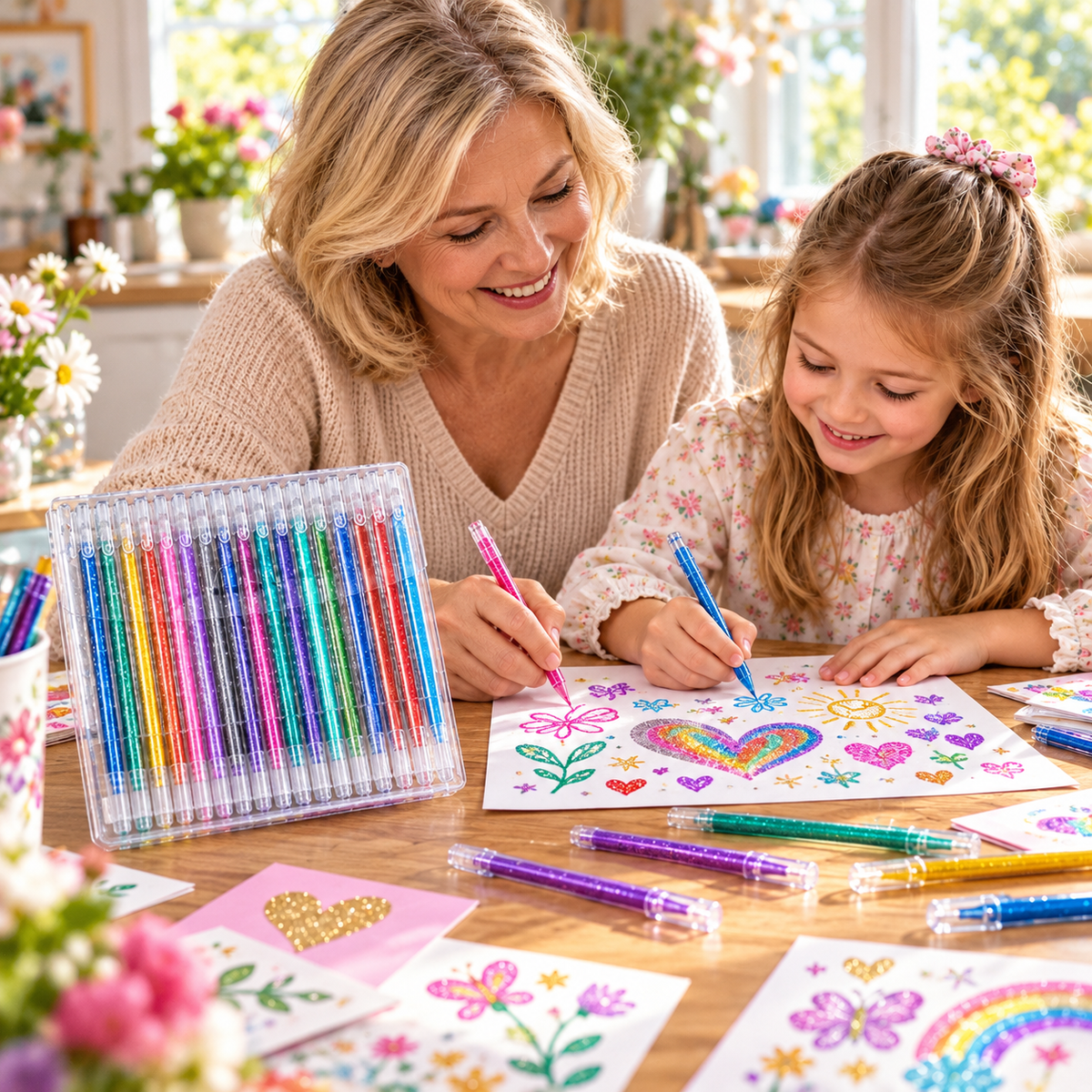 Glitter gel pen set with 1.0-mm ballpoint tip - 8 to 48 colors