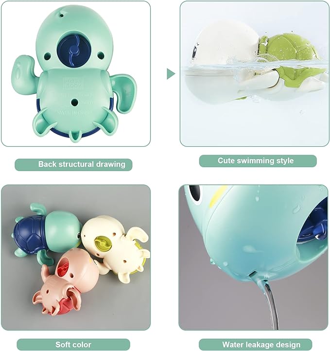 Wind-Up Swimming Turtle Bath Toy – Set of 6