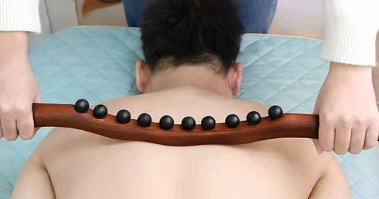 Massagestab Holz mit 5 Kugeln – Lymphdrainage und Entspannung