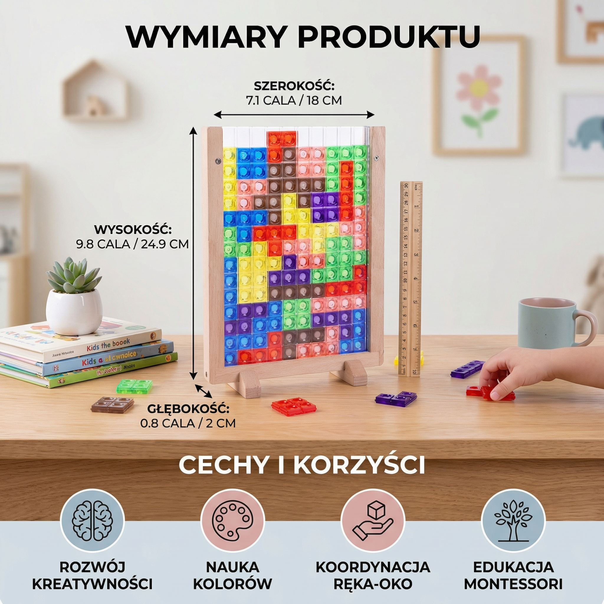 Wooden puzzle blocks for children from 2 years – Montessori educational toy