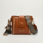 Vintage Crossbody Bucket Bag with Woven Artisan Strap