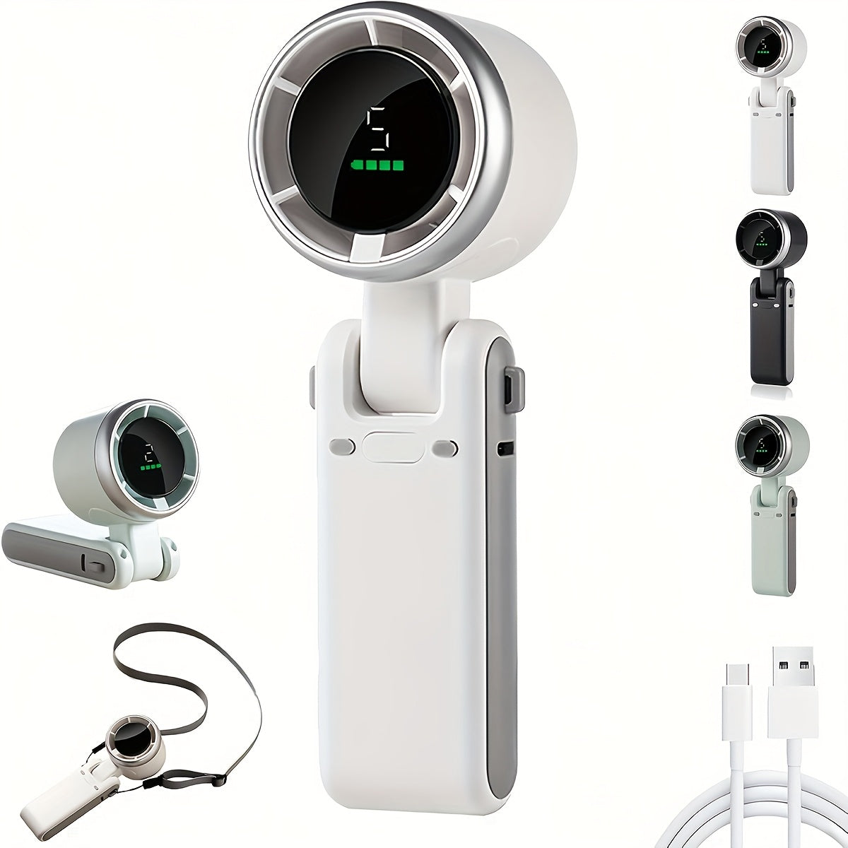 Handventilator USB wiederaufladbar mit 5 Geschwindigkeiten