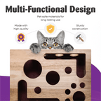 Wooden cat puzzle box – Activity with treats & natural claw care