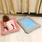 Cooling mat for pets with raised padded edge