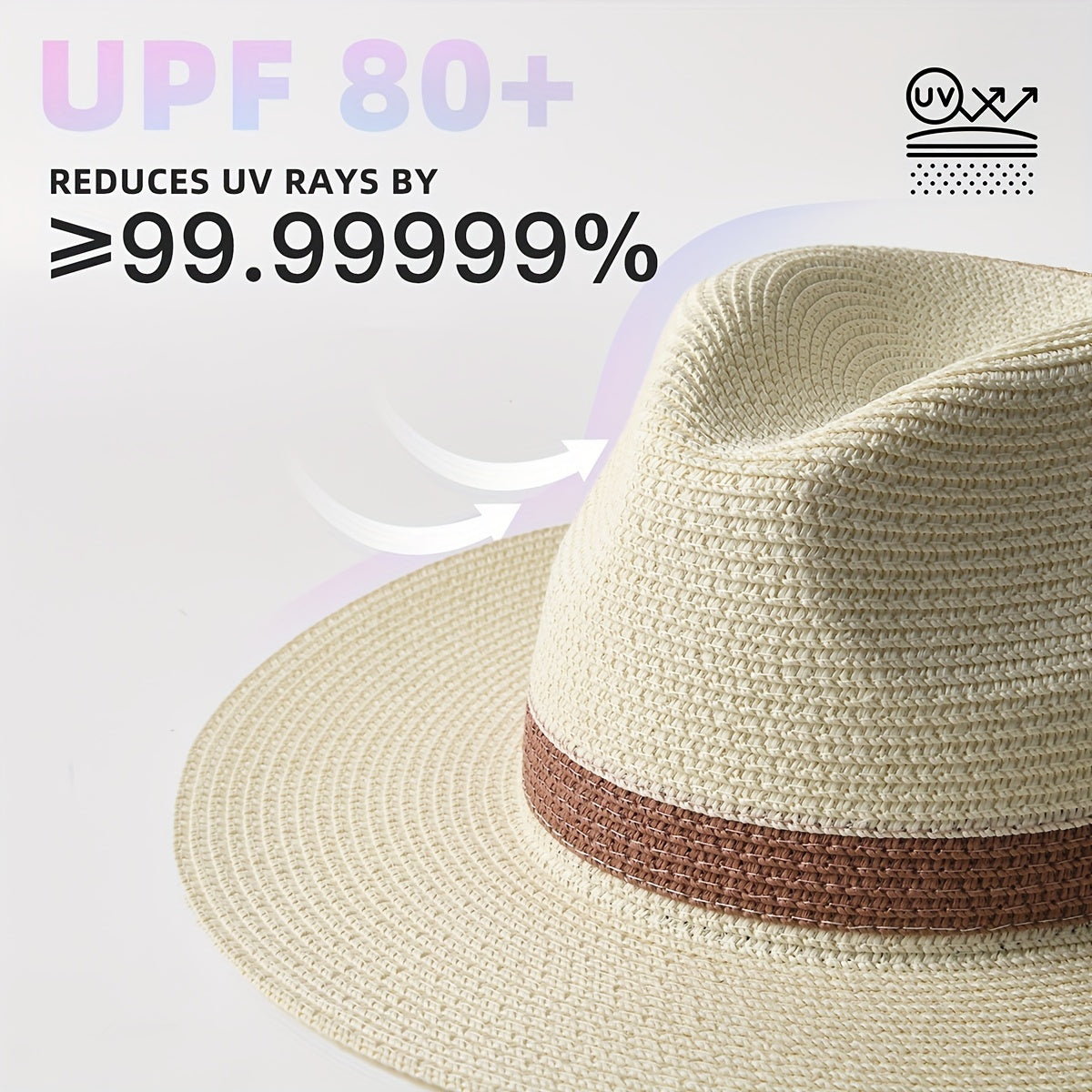 Panama sun hat with wide brim made of paper fiber