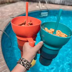 Getränkebecher mit Snackfach – 1 Liter Fassungsvermögen