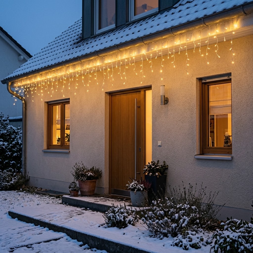 LED Eisregen-Lichterkette 10 m mit 8 Leuchtmodi, IP55