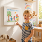 Bilderrahmen für Kinderzeichnungen aus Holz mit Wechselfunktion, A4