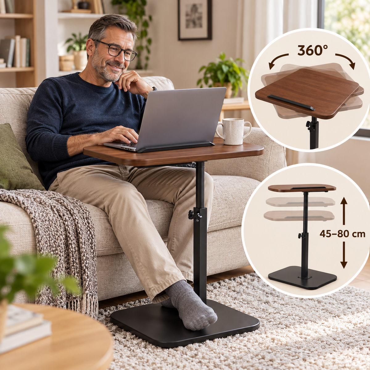 Laptoptisch höhenverstellbar mit 360° Drehfunktion