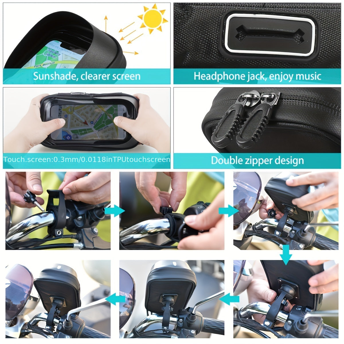 Waterproof Bicycle Phone Holder with 360° Rotation