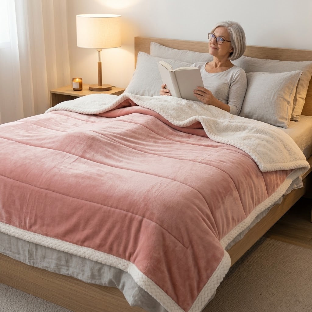 Double-layer cozy blanket - milk fleece with sherpa backing, 120 × 200 to 200 × 230 cm