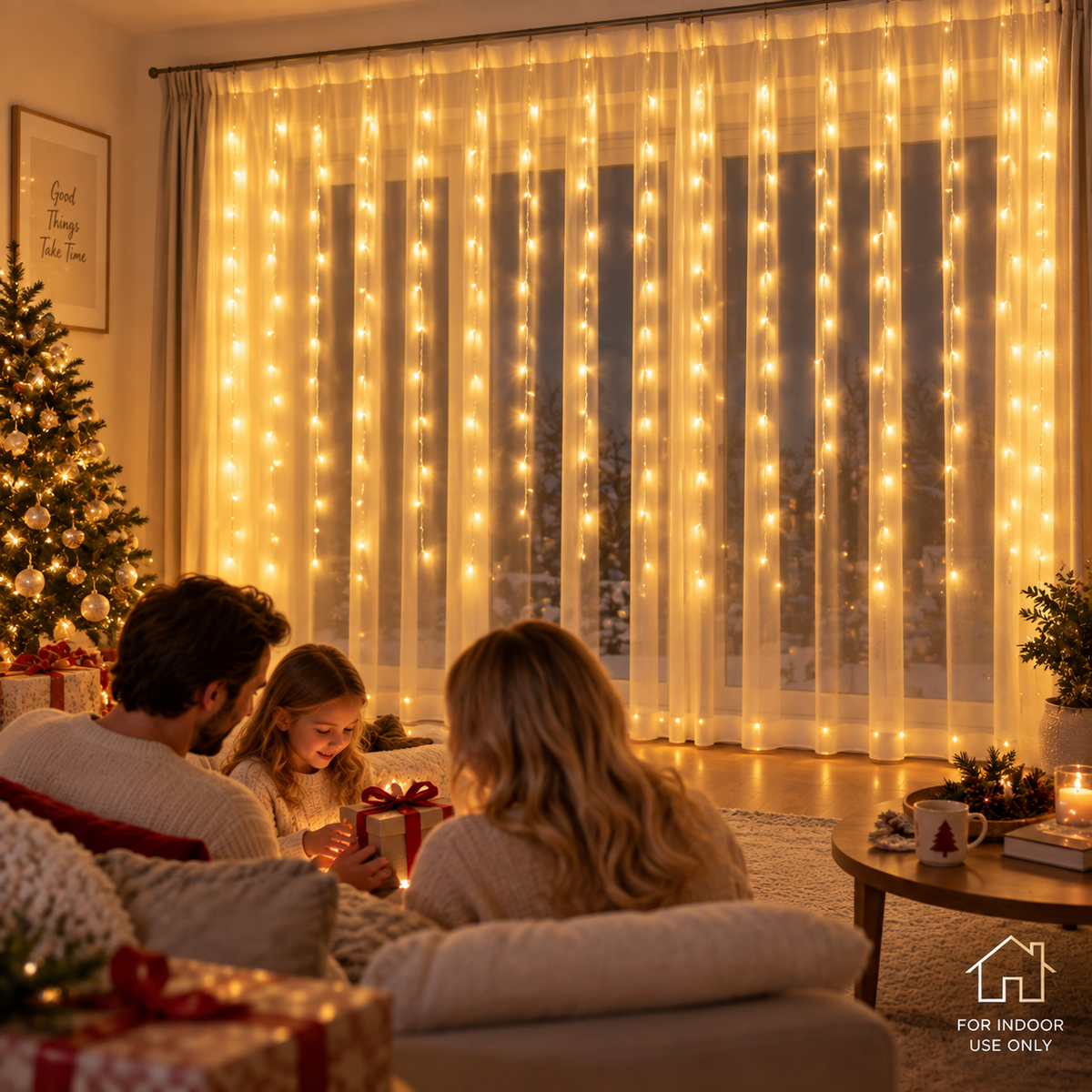 LED-Lichtervorhang Eiszapfen Warmweiß – Wetterfest IP44, funkelnde Lichter, erweiterbar bis 36 m für Fassade, Fenster und Garten – Mivoza