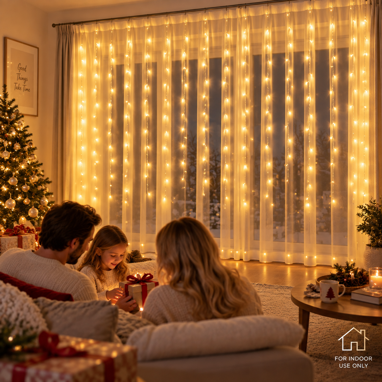 LED-Lichtervorhang Eiszapfen Warmweiß – Für Fenster und Innenwand