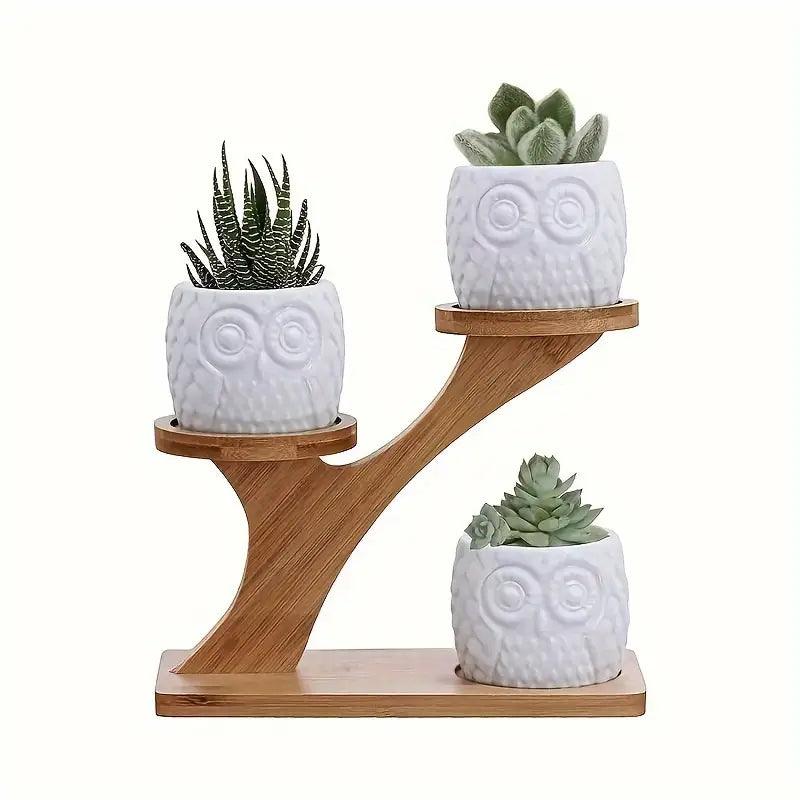 Bamboo Plant Stand with Two Shelves at Different Heights