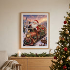 Christmas Diamond Painting with Beads, Santa Claus on a Train, 30 × 40 cm