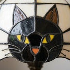 Tischlampe Buntglas mit Katzenmotiv – Tiffany-Stil