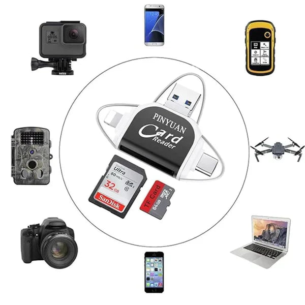 4-in-1 Universal Card Reader for SD and MicroSD Cards