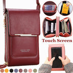 Cell phone case shoulder bag with touchscreen window