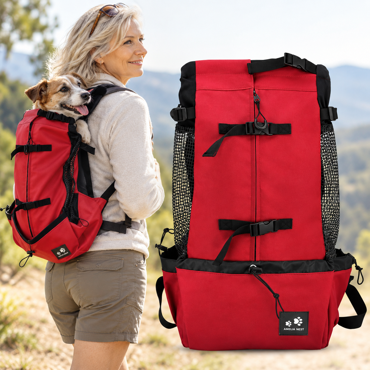 Hundetrage Rucksack mit atmungsaktivem Gewebe