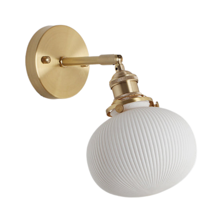 Wandlampe Messing mit geriffelte Glasschirm - Modern Industrial