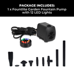 Gartenbrunnen-Pumpe mit 12 LED-Leuchten