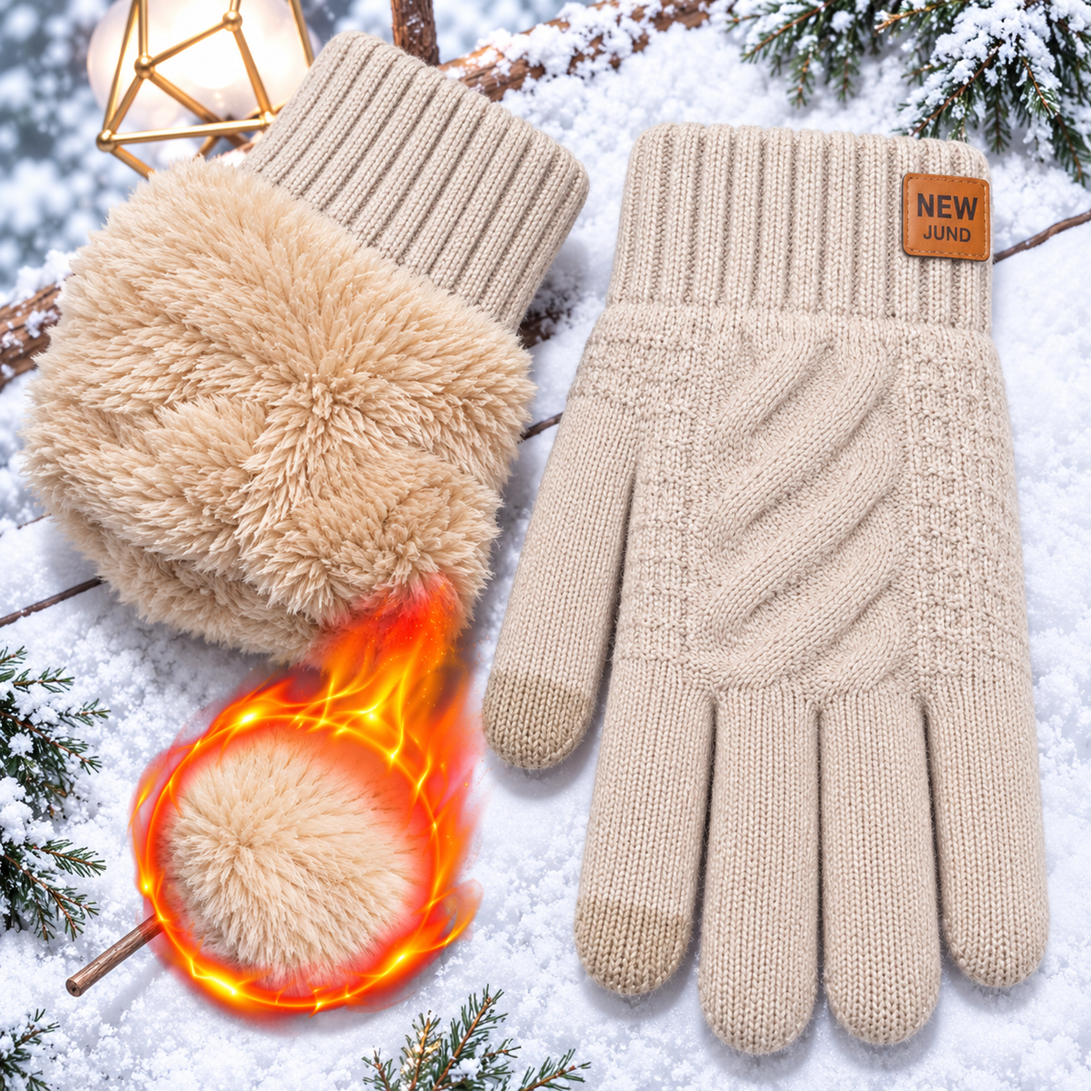 Damenhandschuhe Thermo-Fleece mit Touchscreen-Spitzen