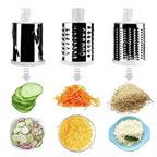 Rotary vegetable slicer with 3 stainless steel drums