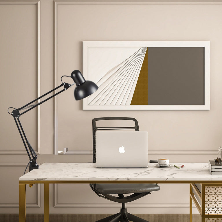 Desk lamp with adjustable arm and table clamp