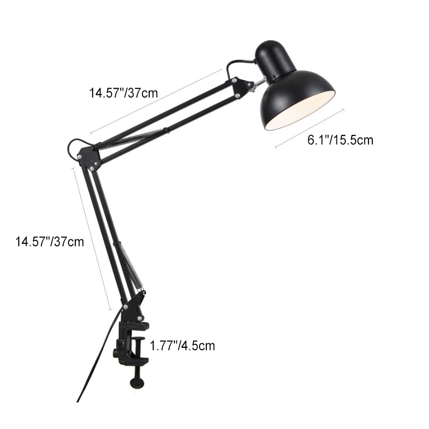 Desk lamp with adjustable arm and table clamp