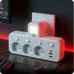 Steckdosenleiste mit USB-A, USB-C und integriertem Nachtlicht
