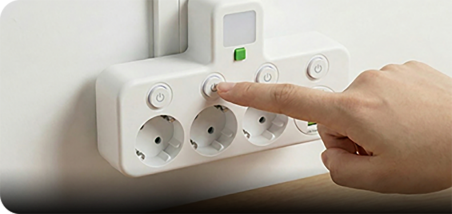 Steckdosenleiste mit USB-A, USB-C und integriertem Nachtlicht