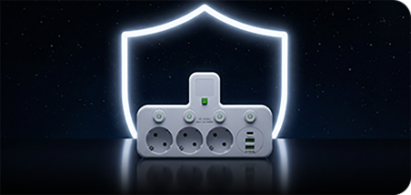Steckdosenleiste mit USB-A, USB-C und integriertem Nachtlicht