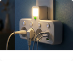 Steckdosenleiste mit USB-A, USB-C und integriertem Nachtlicht