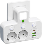 Steckdosenleiste mit USB-A, USB-C und integriertem Nachtlicht