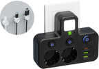 Steckdosenleiste mit USB-A, USB-C und integriertem Nachtlicht