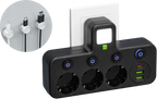 Steckdosenleiste mit USB-A, USB-C und integriertem Nachtlicht