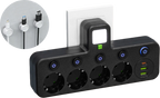 Steckdosenleiste mit USB-A, USB-C und integriertem Nachtlicht