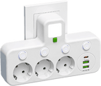 Steckdosenleiste mit USB-A, USB-C und integriertem Nachtlicht