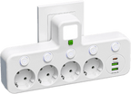 Steckdosenleiste mit USB-A, USB-C und integriertem Nachtlicht
