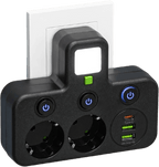 Steckdosenleiste mit USB-A, USB-C und integriertem Nachtlicht