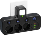 Steckdosenleiste mit USB-A, USB-C und integriertem Nachtlicht