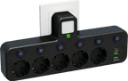 Steckdosenleiste mit USB-A, USB-C und integriertem Nachtlicht