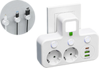 Steckdosenleiste mit USB-A, USB-C und integriertem Nachtlicht