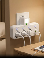 Steckdosenleiste mit USB-A, USB-C und integriertem Nachtlicht