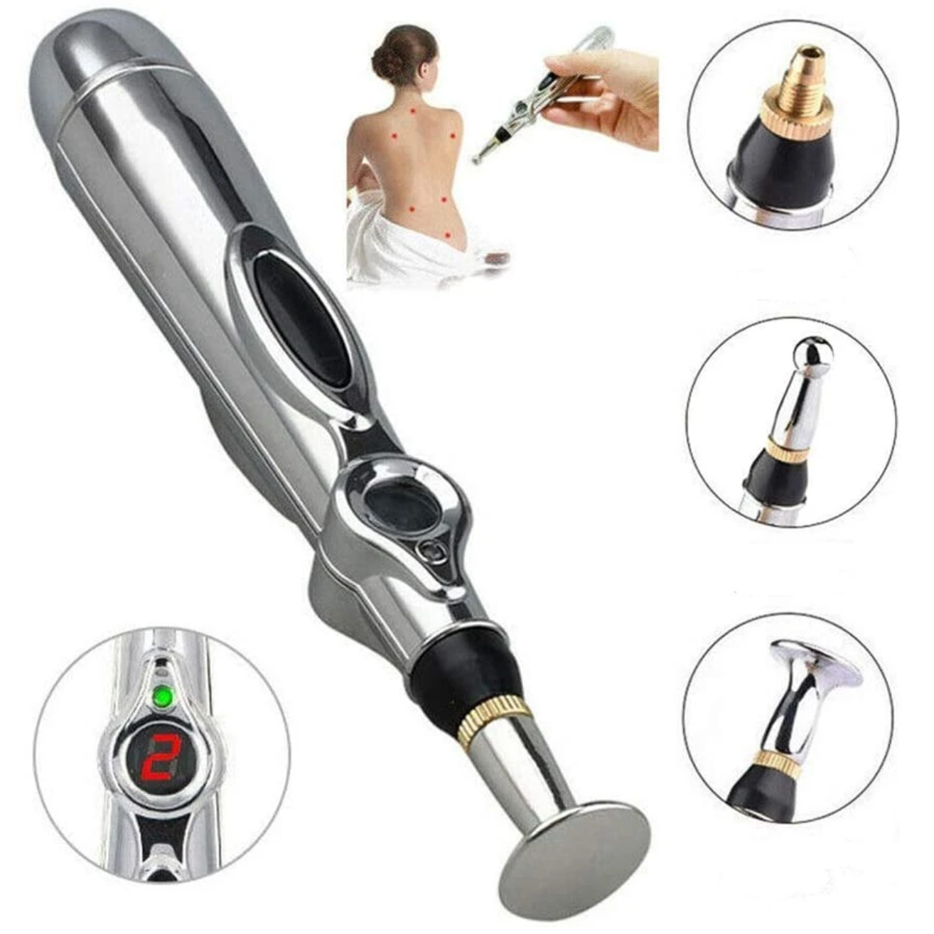 Electric Acupuncture Pen with 3 Interchangeable Tips
