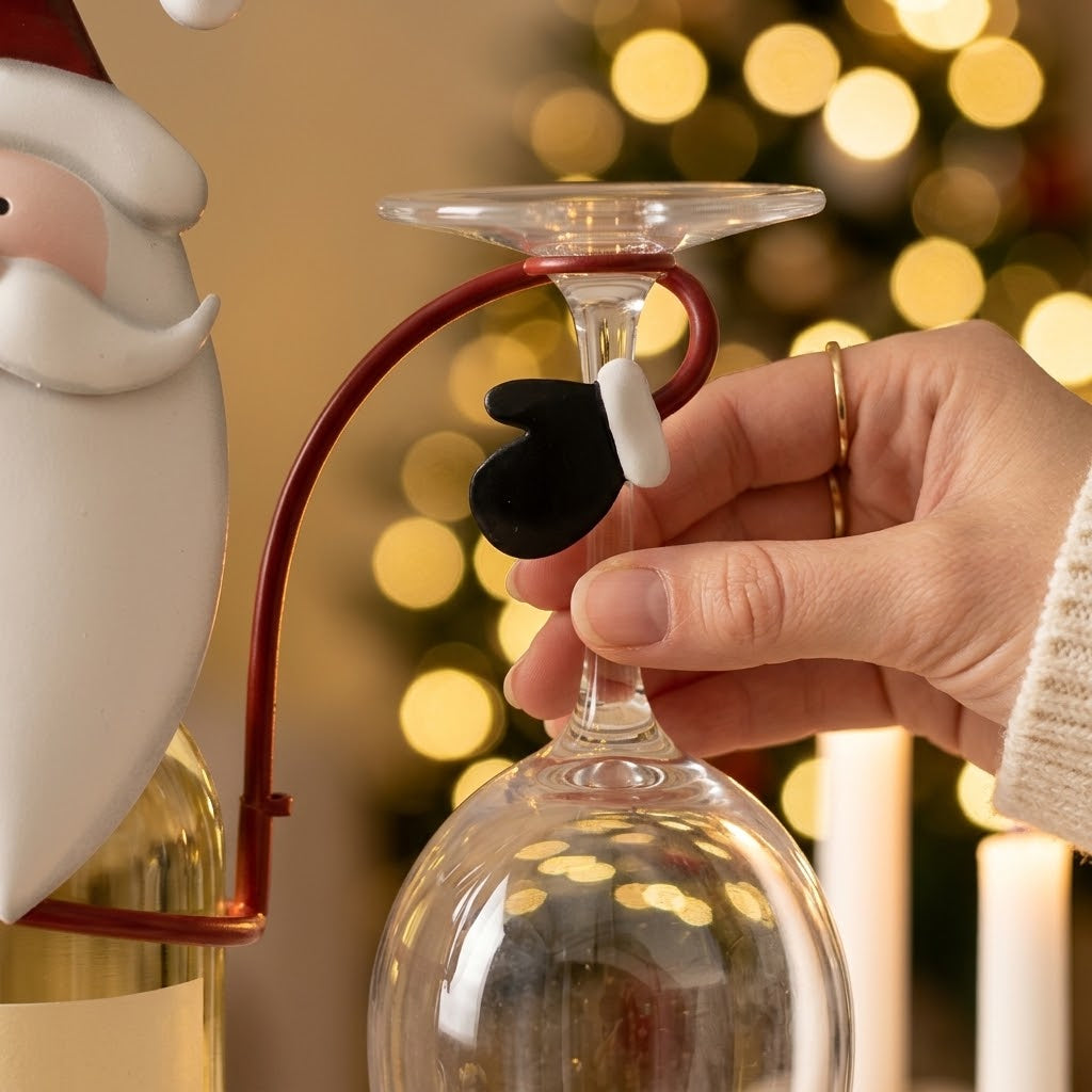 Metal Christmas Figurine Bottle Holder, Table Decoration for Wine Bottles