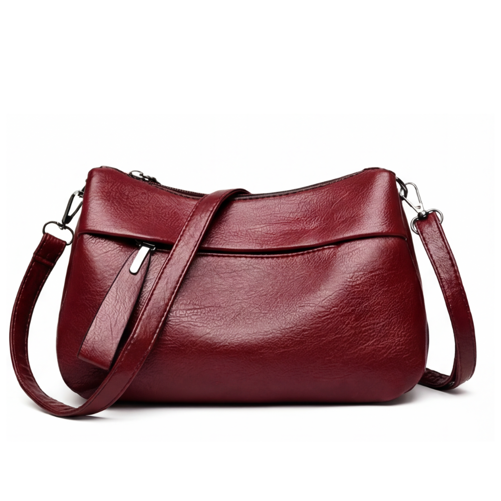 Soft Faux Leather Crossbody Bag – 3 Compartments