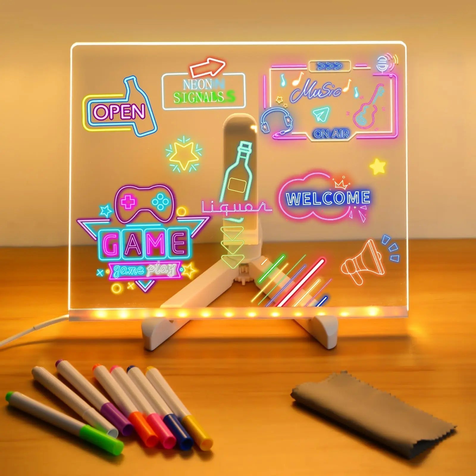 LED-Zeichentablet mit Neon-Effekt – USB-betrieben, wiederverwendbar